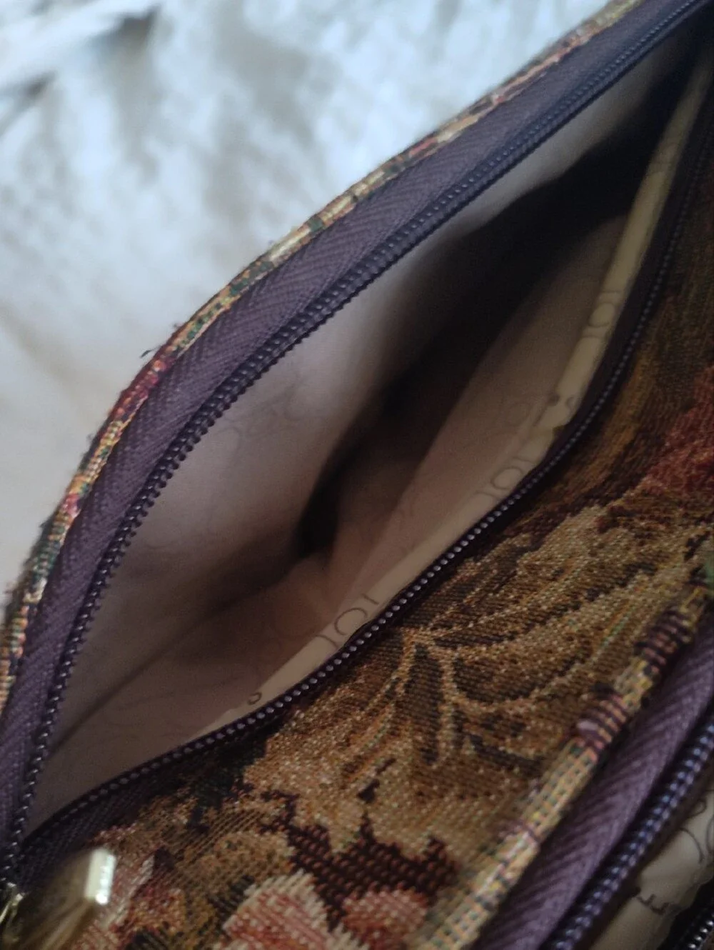Pierre Cardin Brown Floral Tapestry Duffel Bag
